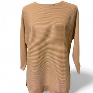 Chico’s tan 3/4 reglan sleeves, ribbed sweater Size Medium